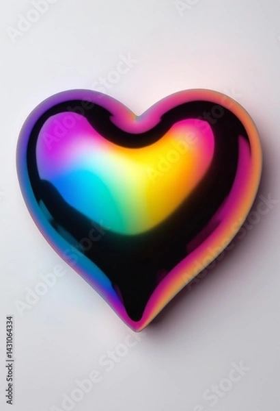 Fototapeta Glossy rainbow heart shape on a white background