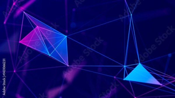Obraz Abstract polygonal space with connecting dots and lines. Dark background. Connection structure. 3d