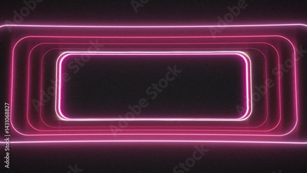 Fototapeta Glowing Neon Retro Light Rectangles Tunnel - Futuristic Abstract Animation