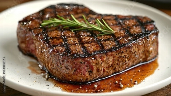 Fototapeta Juicy denver steak styled for an enticing food photography session with copy space for text and beautiful presentation