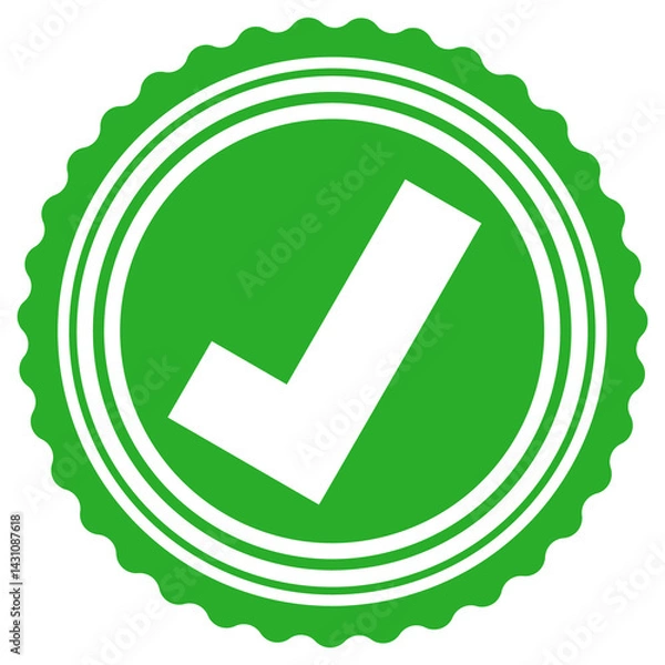 Obraz Green Tick Icon – Approved, Verified, Checkmark Symbol for UI, Apps & Web Design