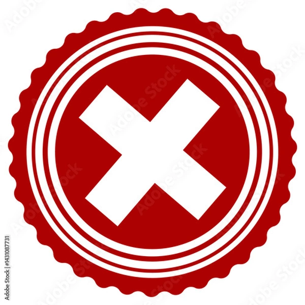 Obraz Red Cross Icon – Declined, Error, Cancel Symbol for Interfaces & Alert Systems
