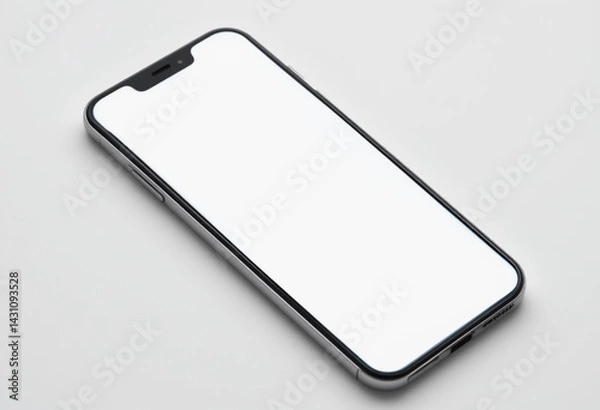 Fototapeta Realistic vector mockup phone for visual ui app demonstration. High quality realistic newest version of smartphone with blank white screen