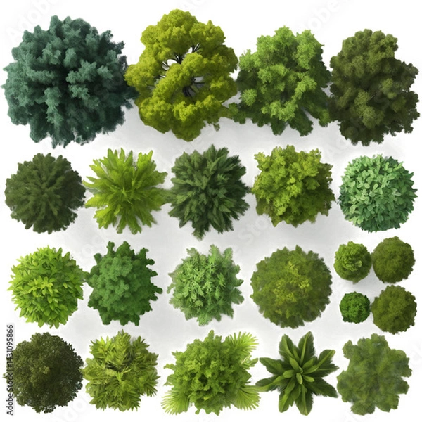 Obraz Flat Style Tree Canopies - Top View