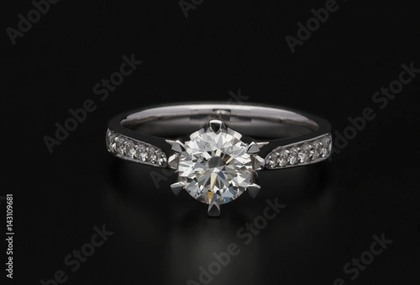 Fototapeta Diamond ring on black background