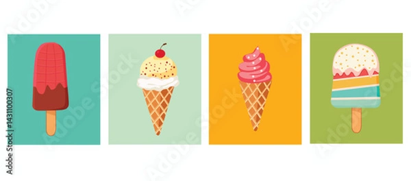 Obraz Desserts, ice cream set.