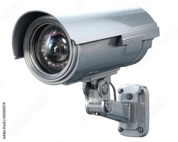 Fototapeta High quality security camera with sleek design, featuring metallic finish and protective cover. Ideal for surveillance in various settings, ensuring safety and monitoring