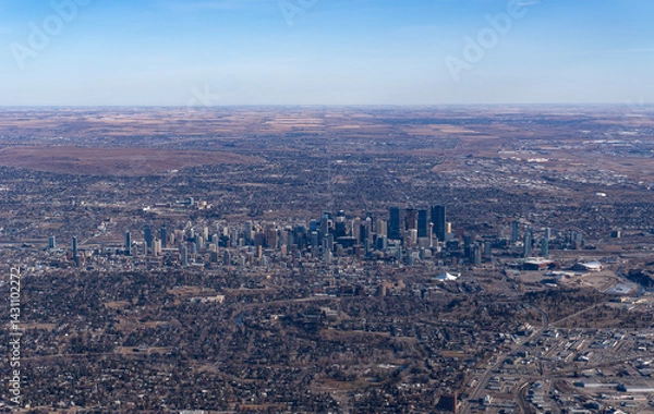 Fototapeta An aerial view of downtown Calgary in Alberta, Canada