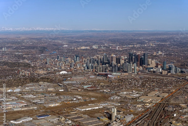 Fototapeta An aerial view of downtown Calgary in Alberta, Canada