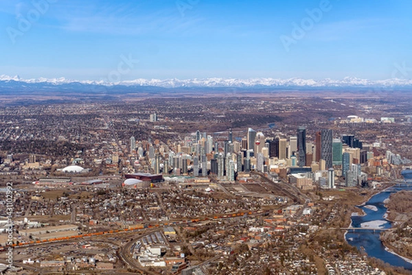 Fototapeta An aerial view of downtown Calgary in Alberta, Canada