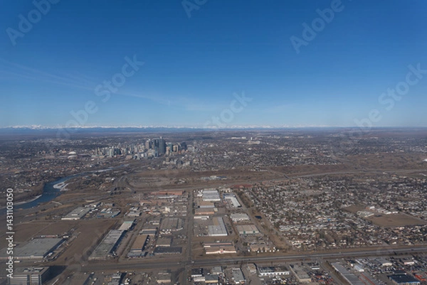 Fototapeta An aerial view of downtown Calgary in Alberta, Canada