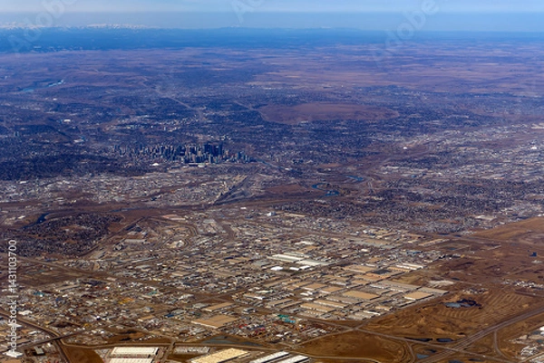 Fototapeta An aerial view of downtown Calgary in Alberta, Canada