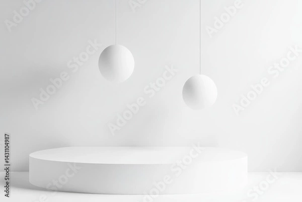 Fototapeta White Scene. Studio Background for Minimalistic Product Presentation