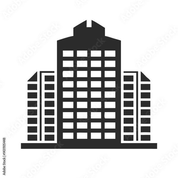 Obraz Small icon of a skyscraper silhouette with rows of windows, simplified and clean