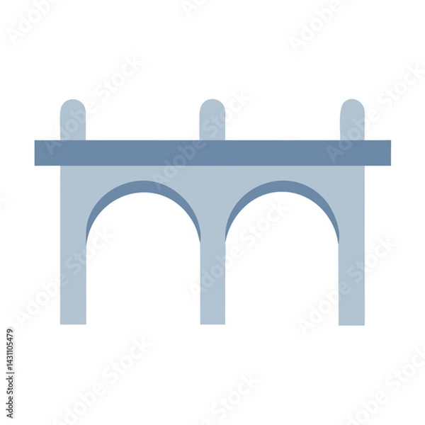Obraz Simple bridge icon with two arches and a clean shadow beneath