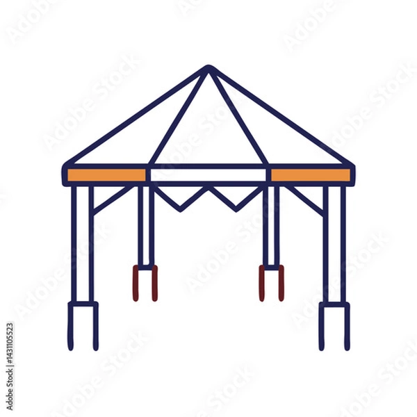 Obraz Tiny tent-like pavilion icon with structural supports and canopy lines