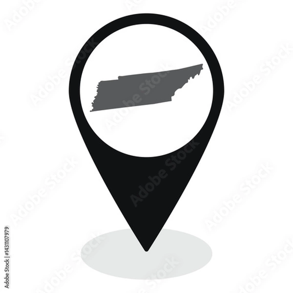 Obraz Tennessee state map. Map of Tennessee state on map pinpoint in black color