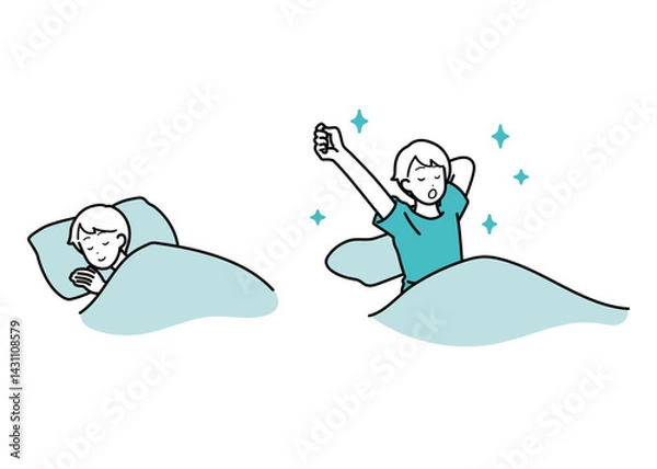 Obraz 睡眠　快眠　ライフスタイル　男性イラストセット
