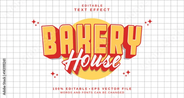 Fototapeta Editable text style effect - Bakery House text style theme.