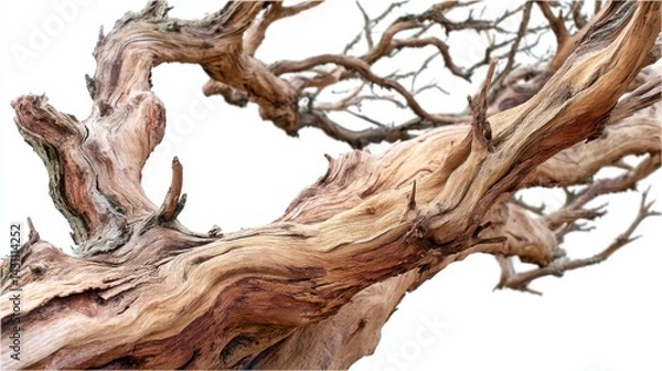 Obraz Captivating weathered driftwood against a serene white backdrop showcasing intricate textures and organic forms in a minimalist composition with a natural aesthetic