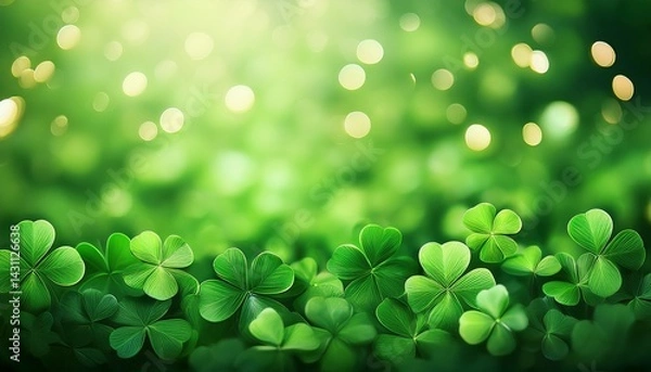 Fototapeta st patrick s day abstract background st patrick s day green background clover leaf bokeh lights defocused for st patrick s day celebration design background mz