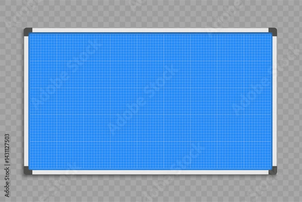 Fototapeta Marker board template with pattern measuring grid blueprint. Template isolated on transparent background. Vector mockup