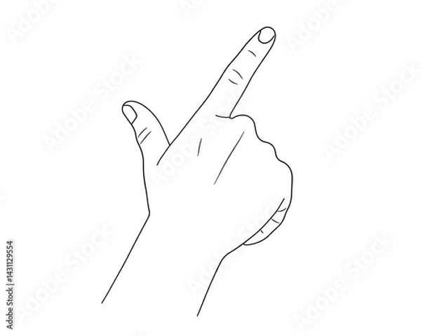 Obraz 指差しジェスチャーの手・線画ベクター素材

