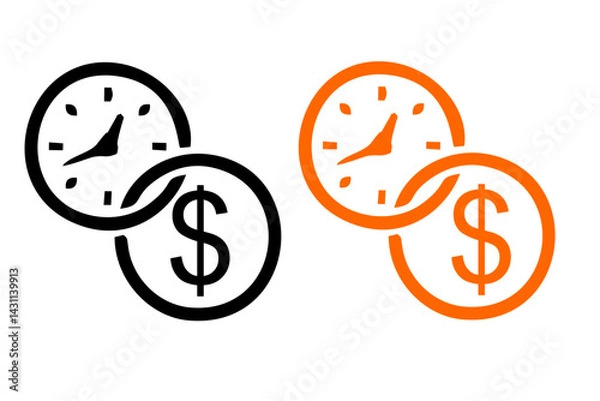 Fototapeta Time is Money Line Icon, Outline Vector Symbol Illustration