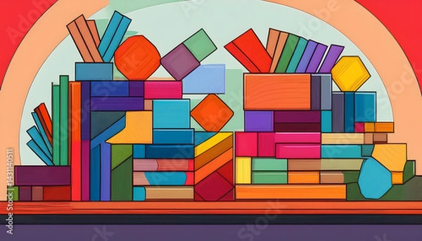 Fototapeta 007-013-270-Cross-curricular learning games combining subjects. Emphasize the negative space on the left (2)