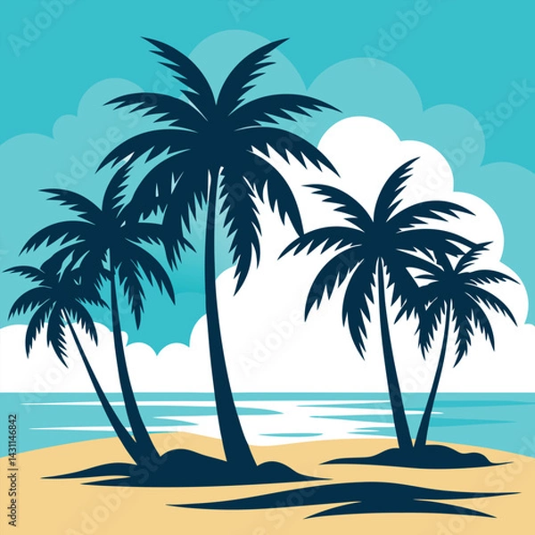 Fototapeta tropical beach with palm trees
