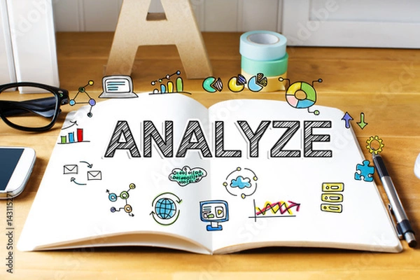 Fototapeta Analyze concept with notebook