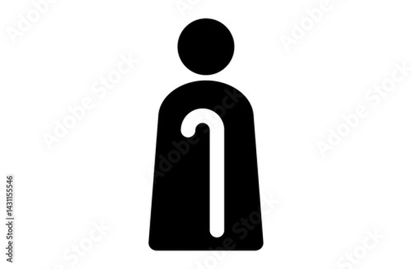 Obraz 高齢者のピクトグラムアイコン｜杖をついた老人のシンプルなシルエット