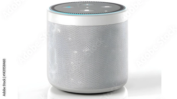 Fototapeta A white speaker with a blue light on it. Generated using AI.