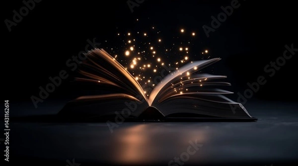 Fototapeta Open Book, Magic, Light, Dark