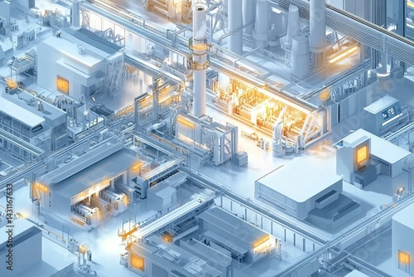 Fototapeta Automated factory production line system industrial technology innovation
