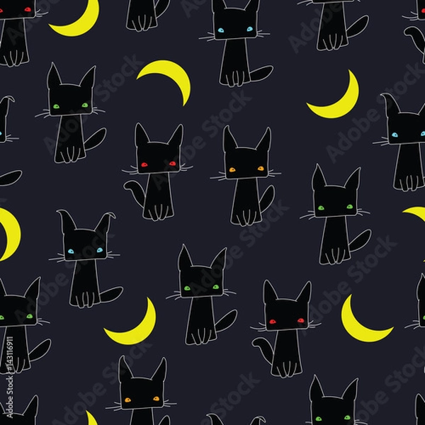 Obraz Background black cat and moon

