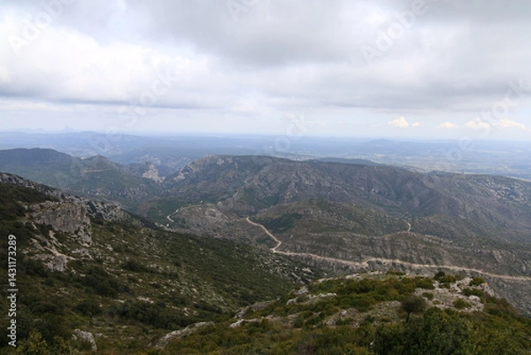 Fototapeta View from the Saint-Baudille mount in the Herault department.
