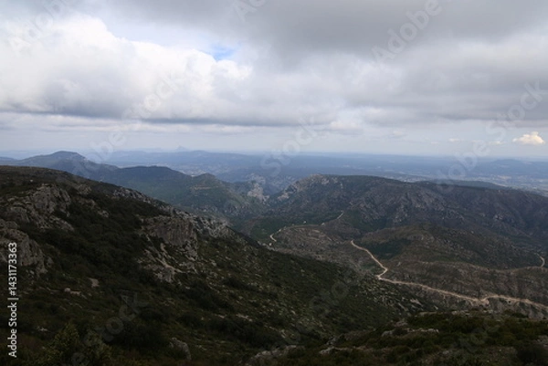 Fototapeta View from the Saint-Baudille mount in the Herault department.
