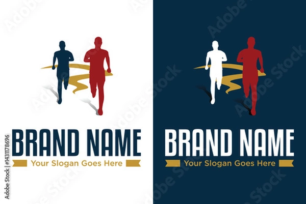 Fototapeta simple modern run running illustration vector logo design
