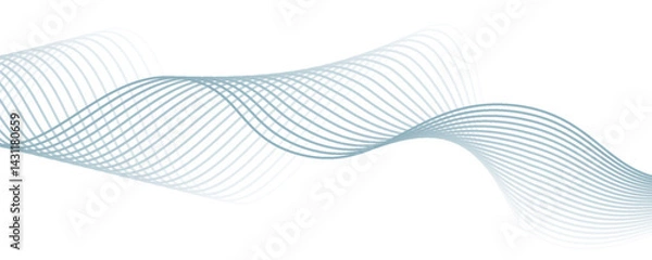 Obraz Abstract watercolours wave element for design. Digital frequency track equalizer. Stylized line art background. Vector illustration. Wave with lines created using blend tool.