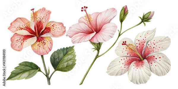 Fototapeta Beautiful hibiscus flowers showcase vibrant colors and intricate details, perfect for adding touch of nature elegance to any design