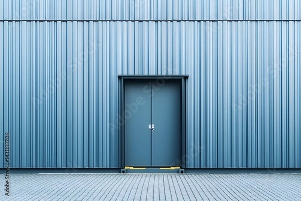 Fototapeta A gray shipping container with an open door, front view, clean background, professional photography.