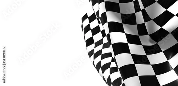 Fototapeta  Image of motor racing black and white checkered finish flag waving