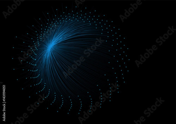 Fototapeta Network Connected Data Points dynamic visualization of a digital network with glowing connections.