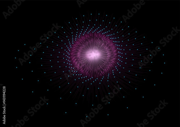 Obraz Network Connected Data Points dynamic visualization of a digital network with glowing connections.