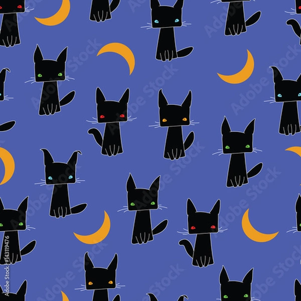 Obraz Background black cat and moon