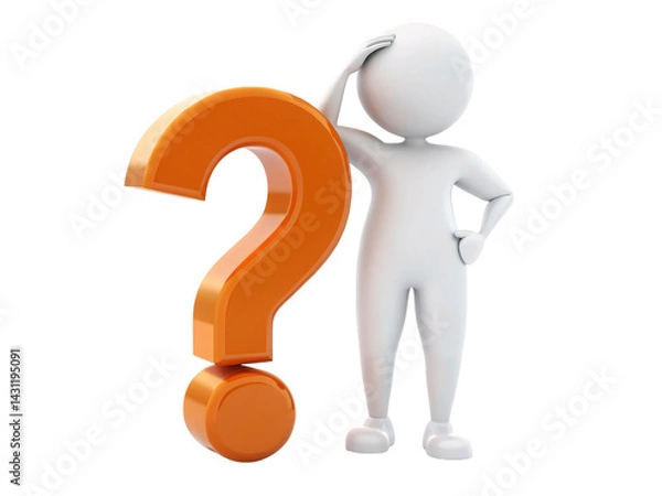 Obraz Question Mark Figure Isolated on White,  Inquiry Graphic, Doubt Symbol, Confusion Concept, Help Illustration, Information Need
