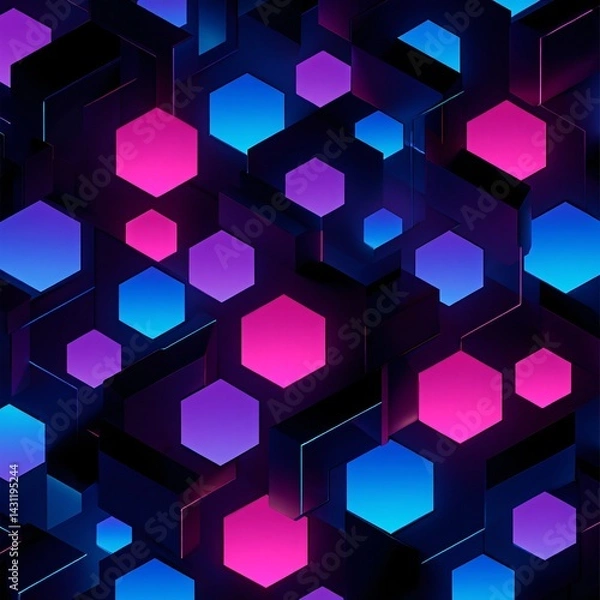 Obraz Hexagonal pattern in shades of blue and pink creates a visually striking and geometric display.