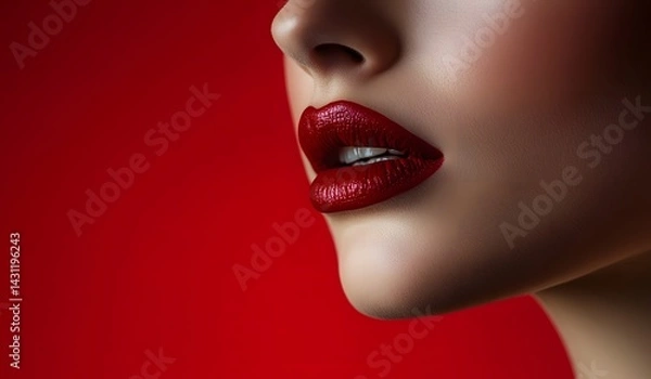 Fototapeta A green screen backdrop for video production in an empty studio with cameras and lighting equipment,