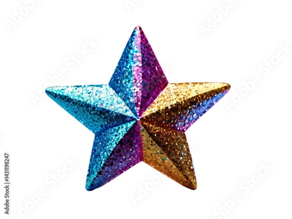 Obraz Colorful Star Isolated on White Background, PNG,  Graphic Element, Decoration Art, Festive Design, Abstract Symbol, Modern Icon